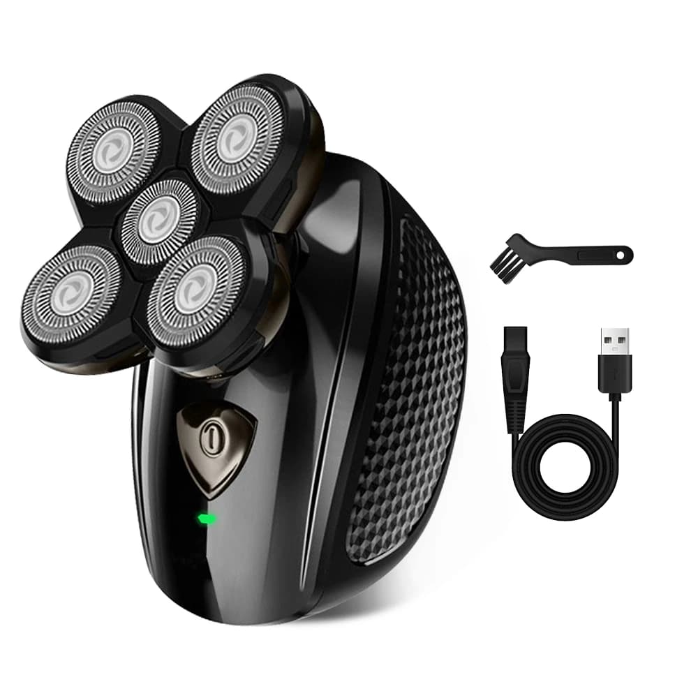 Men's electric shaver with 5 floating heads, cordless rechargeable shaver, used for shaving heads