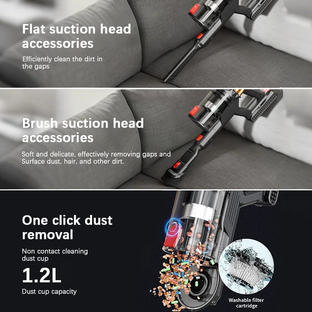 COTIAR V22 650W Cordless Vacuum Cleaner 55kPa Suction Power Brushless Vacuum 1.2L Capacity LED Display for Floor Carpet Pet Hair