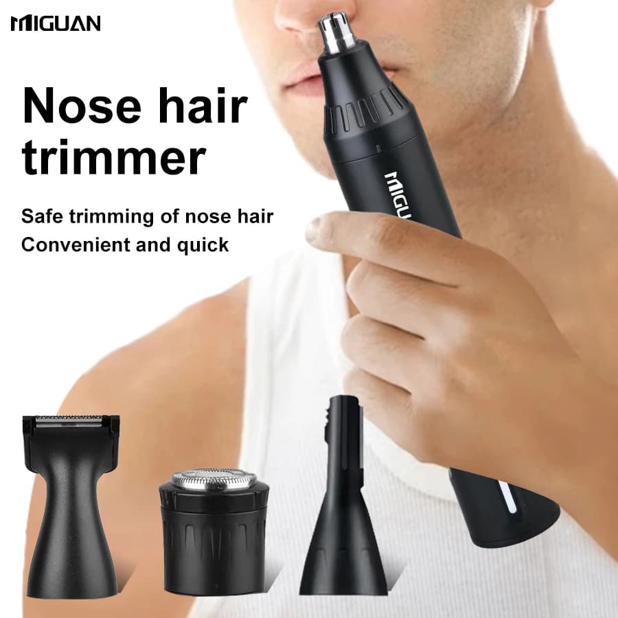 4-in-1 Professional Grooming Kit, USB Rechargeable Nose &amp; Ear Hair Trimmer, Beard and Eyebrow Razor, Men'S Personal Care Tools