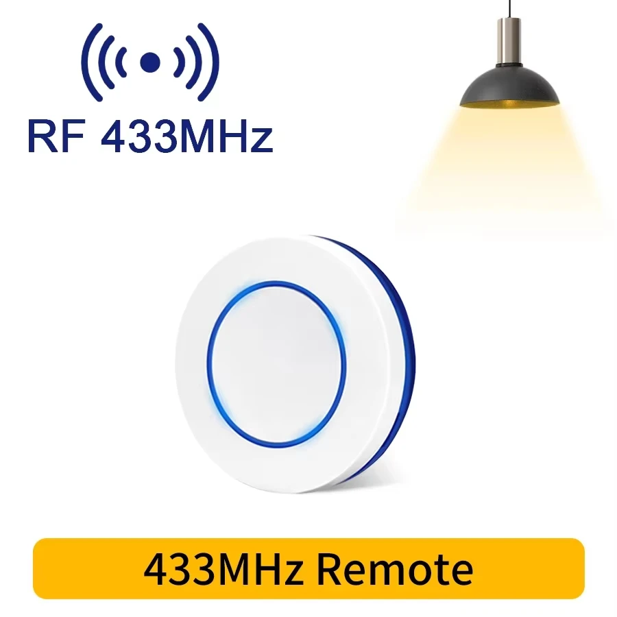 RF 433MHz Wireless Remote Control Light Switch 220V 110V 10A Relay Receiver Mini Round Button Wall Panel Switch For LED Lamp