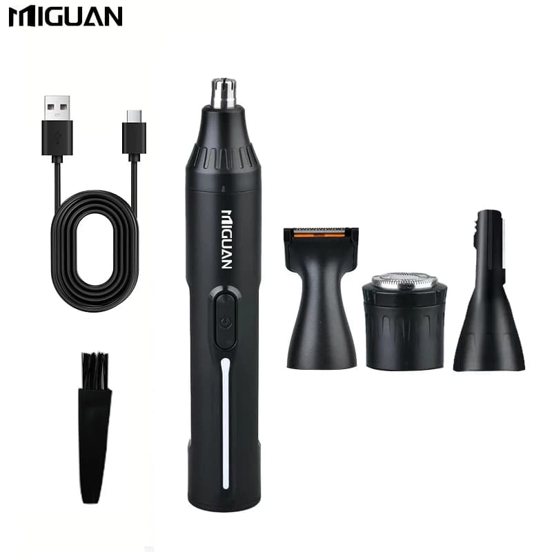 4-in-1 Professional Grooming Kit, USB Rechargeable Nose &amp; Ear Hair Trimmer, Beard and Eyebrow Razor, Men'S Personal Care Tools