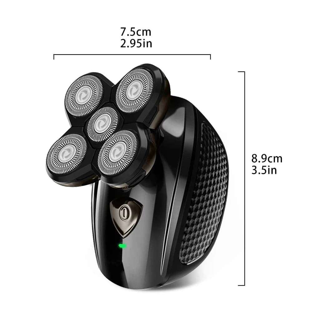 Men's electric shaver with 5 floating heads, cordless rechargeable shaver, used for shaving heads