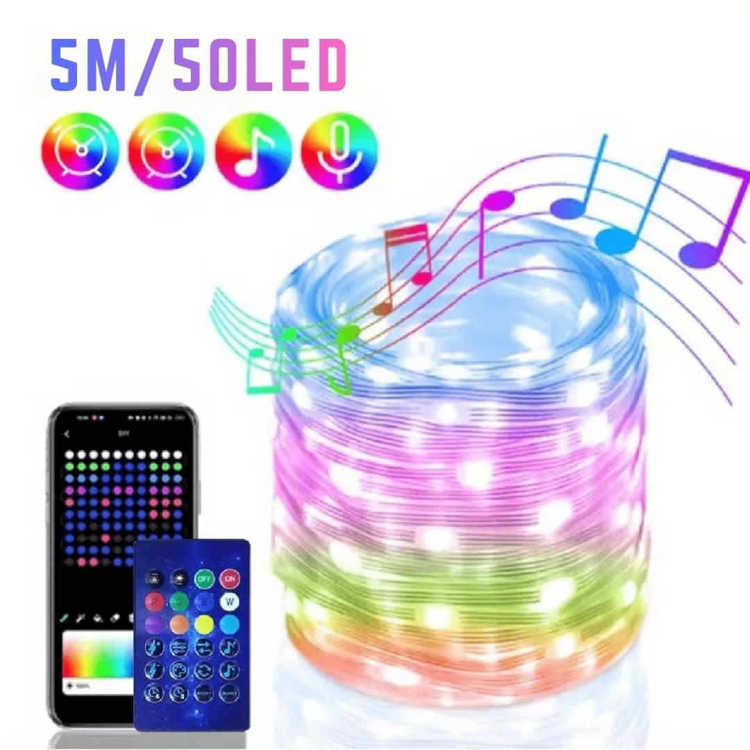 Lampki smart RGB/LED świąteczne sterowne pilot/aplikacja