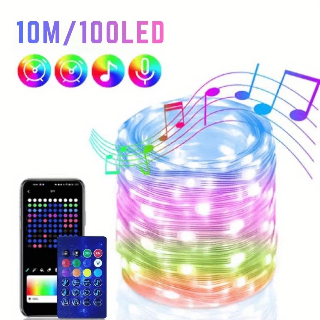 Lampki smart RGB/LED świąteczne sterowne pilot/aplikacja