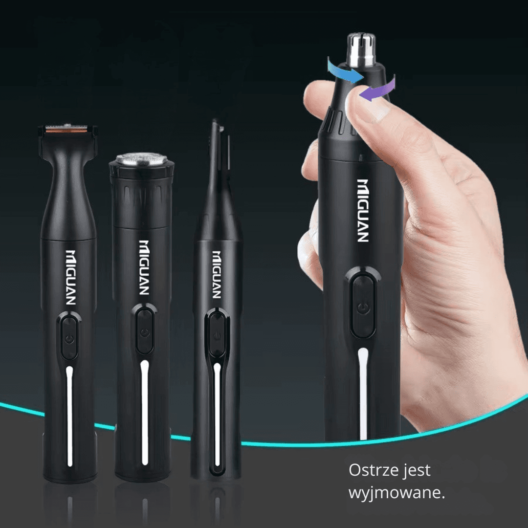 Golarka 4w1 dla mężczyzn USB: nos/uszy, broda, brwi